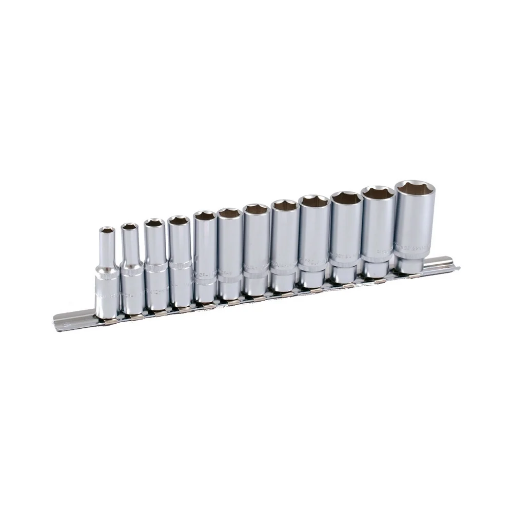 Set de chei tubulare 3/8" PROJAHN, adanc, metric 7-22 mm suport sina 12 buc/set