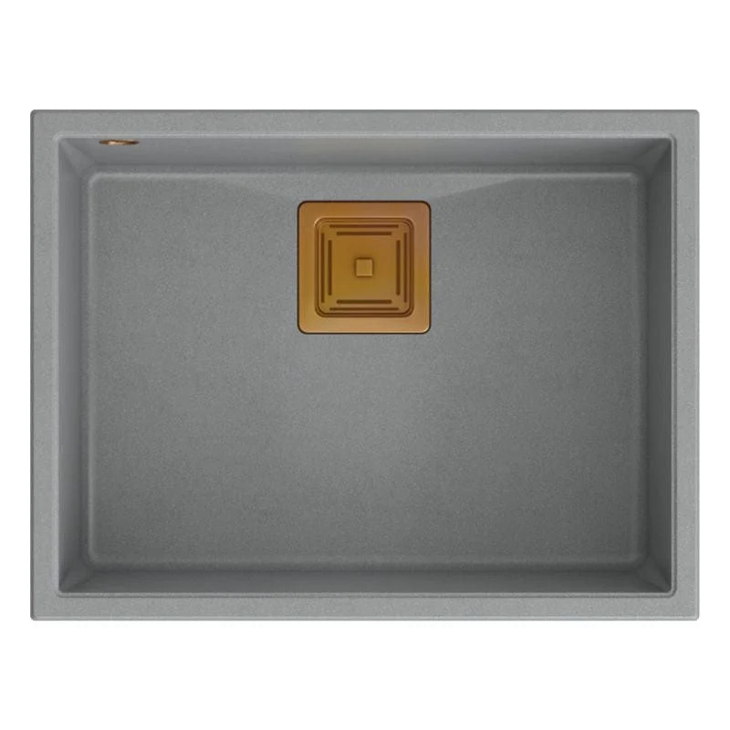 Chiuvetă din granit David 50 Quadron, gri metalic, ventil rose
