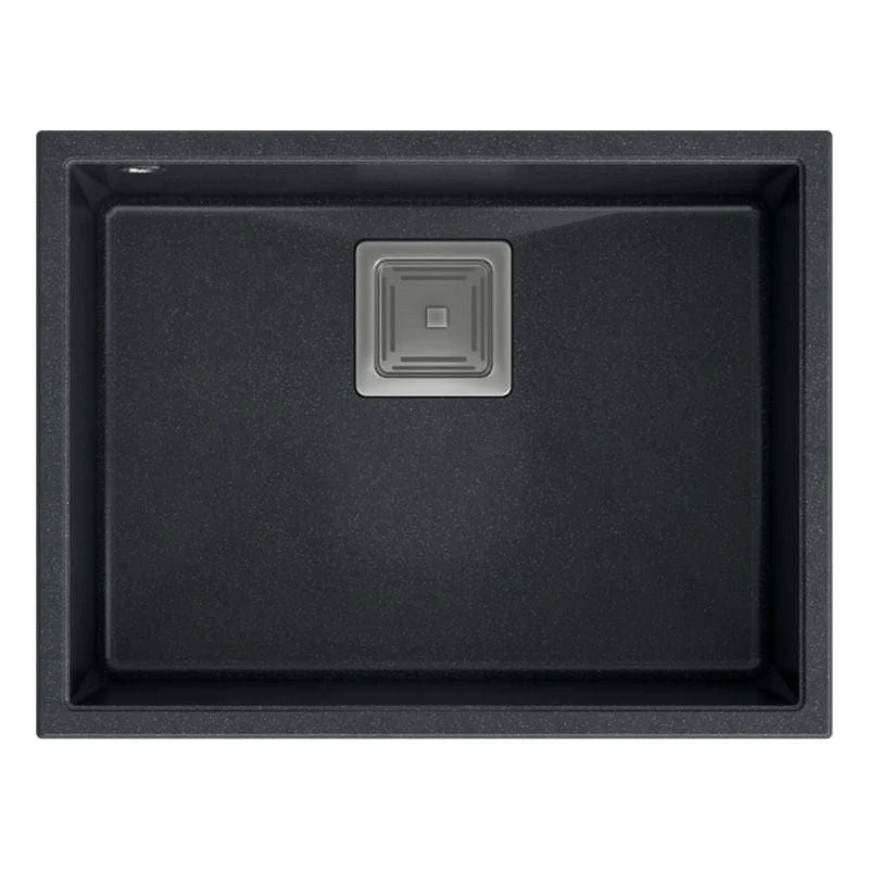 Chiuvetă din granit David 50 Quadron, negru metalic, ventil argintiu