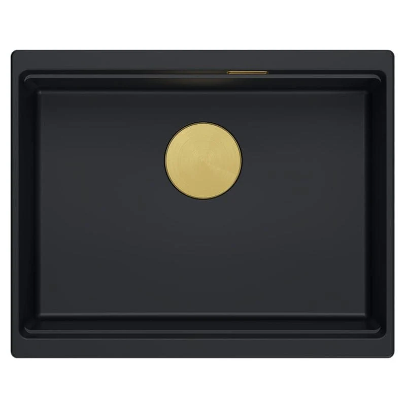 Chiuvetă din granit Logan 100 Quadron, negru, ventil auriu