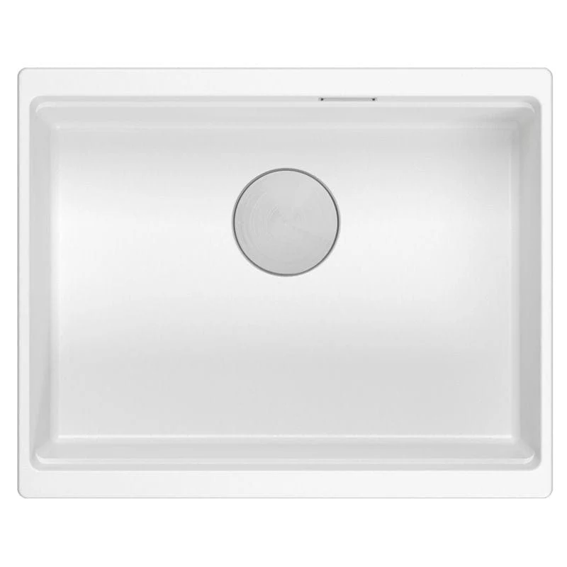 Chiuvetă din granit Logan 100 Quadron, alb, ventil auriu