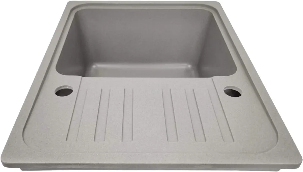 Chiuveta de bucatarie dreptungiulara, granit, 56, 9 x 44, 9 cm, set de scurgere, gri