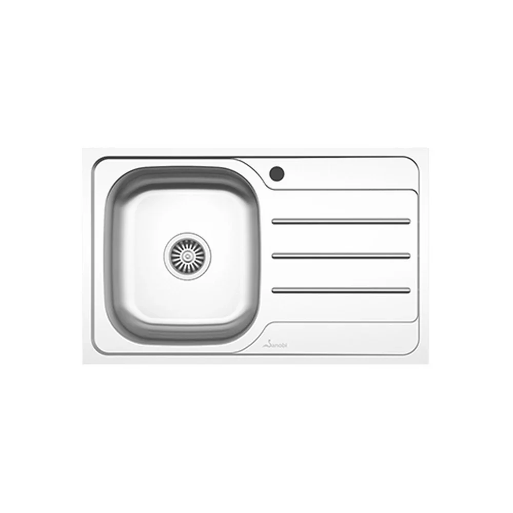 Chiuveta haaus Sanobi, 1 Cuva stanga, Inox lucios, pe blat, 80 x 50 cm