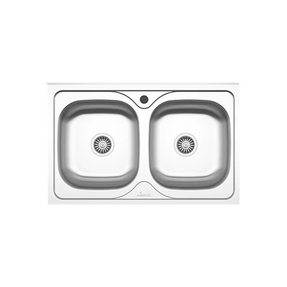 Chiuveta haaus Sanobi, 2 Cuve universale, Inox lucios, pe masca, 80 x 50 cm