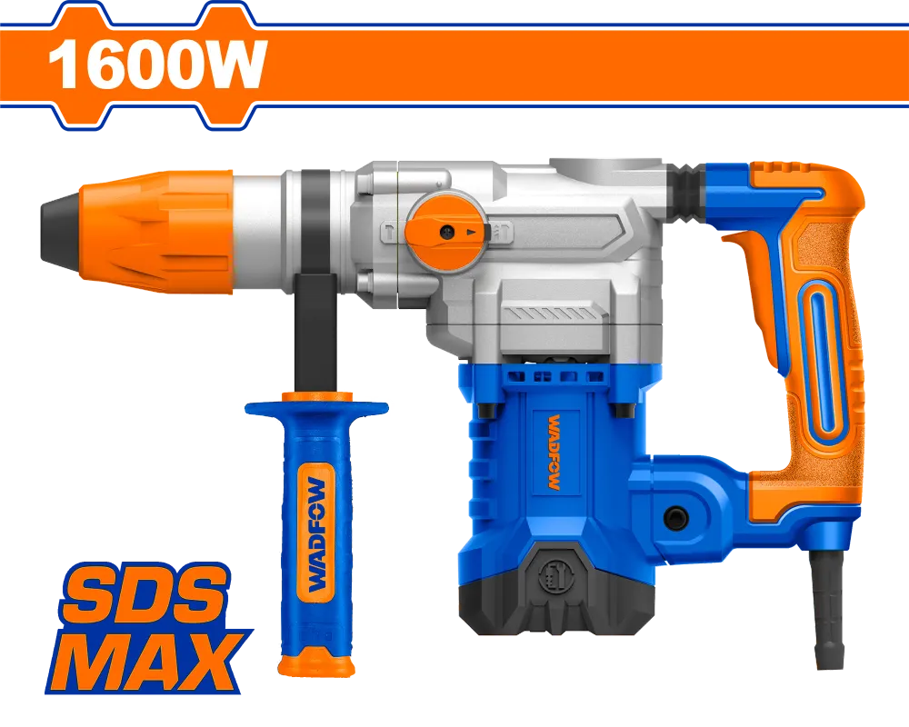 Ciocan rotopercutor pentru beton Wadfow, 1600W, 240V, 10J, 630Rpm, 3850bpm, prindere SDS Max, include 2 burghie si 2 dalti
