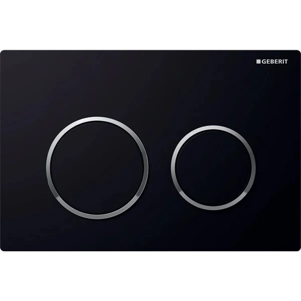 Geberit Omega20 Clapeta de actionare WC dual-flush, negru/crom lucios