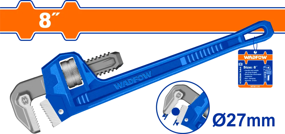 Cleste mops Wadfow, dimensiune 8"/200mm, diametru maxim de prindere 27mm, otel carbon