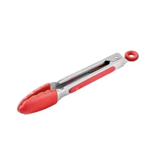 Cleste mini din otel inoxidabil si silicon, 21 cm rosu/negru - KUCHENPROFI