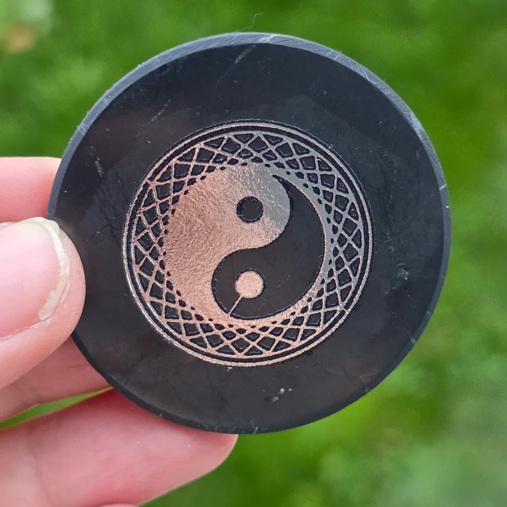 Disc din Shungit adeziv Yin Yang Silver