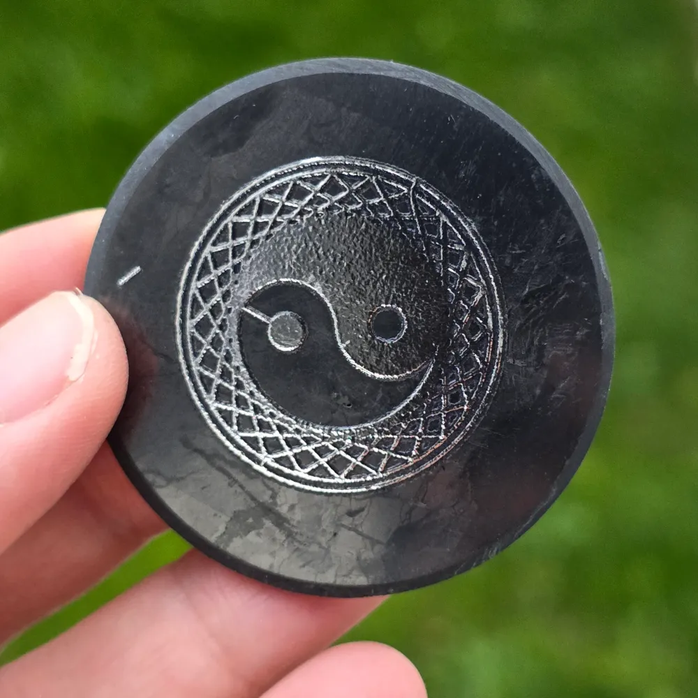 Disc din Shungit adeziv Yin Yang Silver