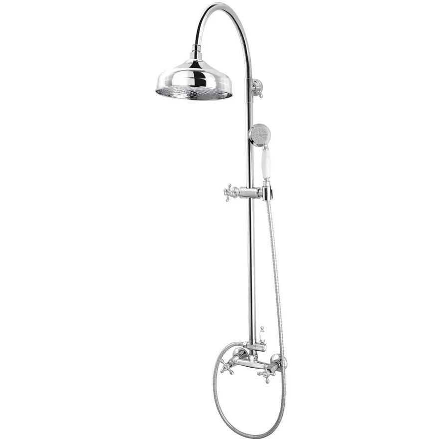 Coloana dus cu baterie dubla comanda fara termostat FDesign Lacrima, crom