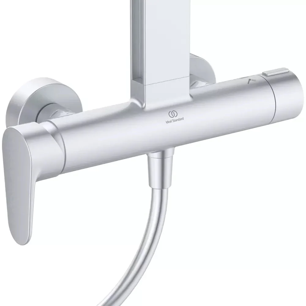 Coloana dus cu baterie fara termostat Ideal Standard Ceraflow Alu+ si doua rafturi, argintiu mat (silver)