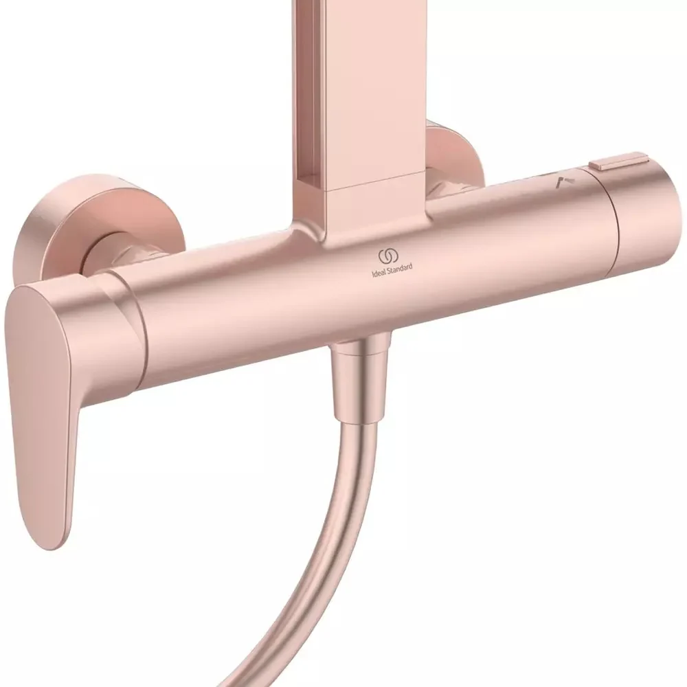 Coloana dus cu baterie fara termostat Ideal Standard Ceraflow Alu+ si doua rafturi, auriu roze (rose mat)