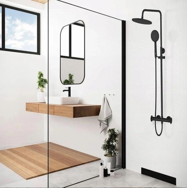 Coloana dus cu baterie fara termostat Laveo Muro, negru mat