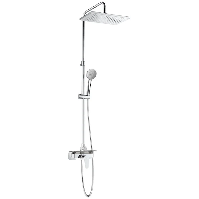 Coloana dus cu baterie fara termostat Roca Even-M, cu inaltime ajustabila si polita, cap dus 36x24 cm