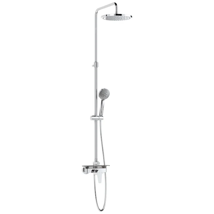 Coloana dus cu baterie fara termostat Roca Even, cu polita, inaltime ajustabila, Ø25 cm