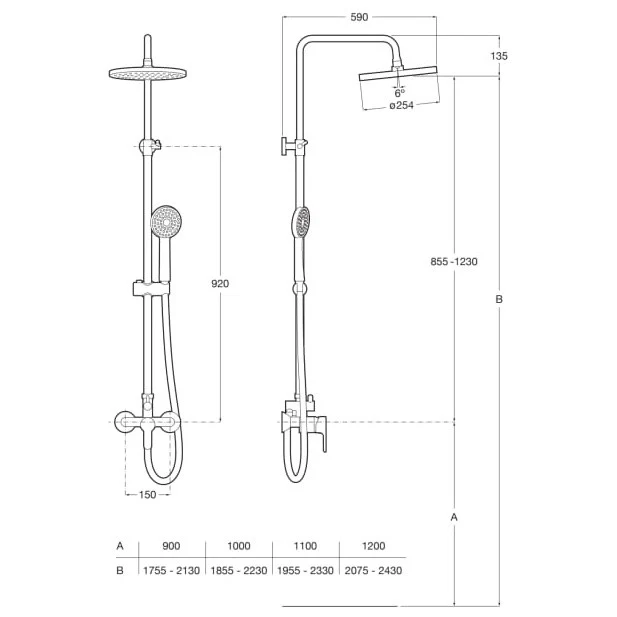 Coloana dus cu baterie fara termostat Roca L20