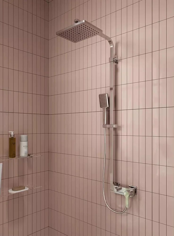 Coloana dus cu baterie monocomanda fara termostat FDesign Origio, crom