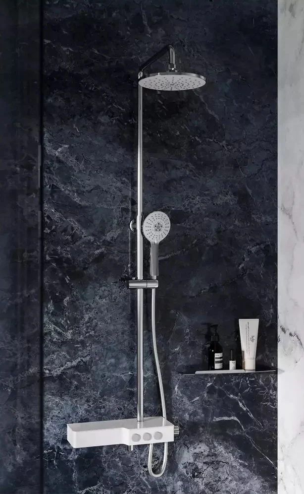 Coloana dus cu baterie monocomanda fara termostat FDesign Tempra, crom
