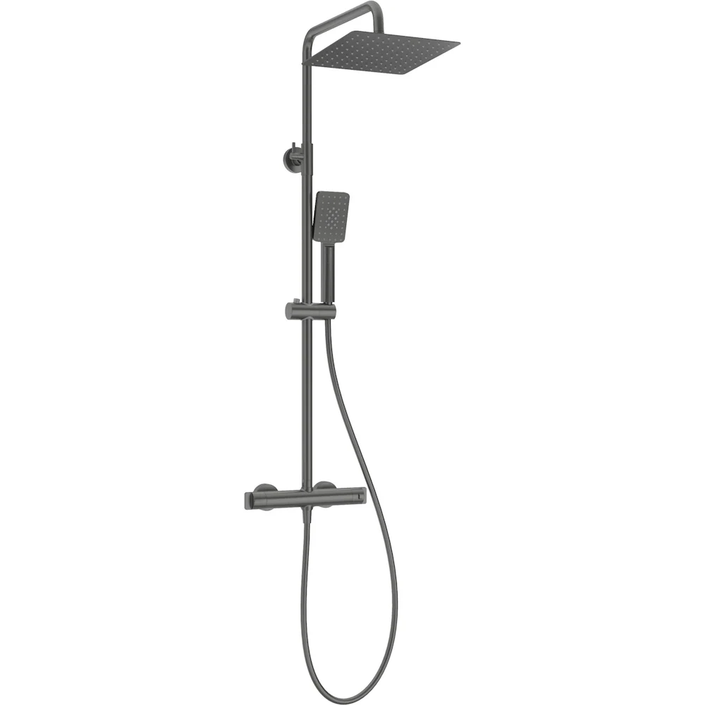 Coloana dus cu baterie monocomanda cu termostat Deante, antracit (titanium)
