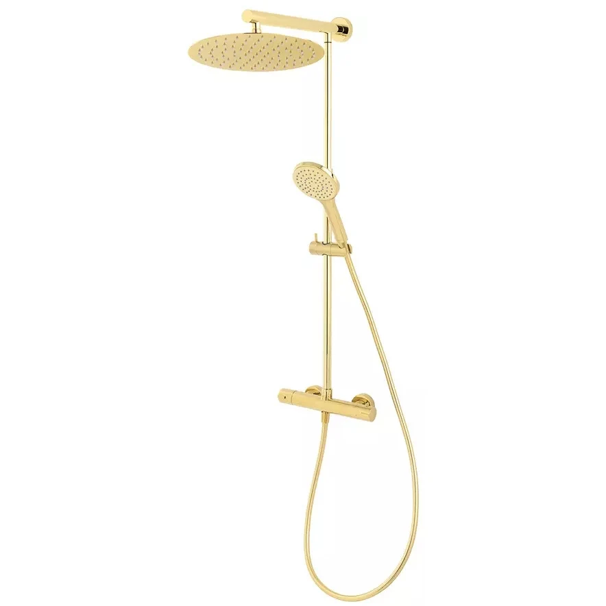 Coloana dus cu baterie monocomanda cu termostat FDesign Anima, auriu lucios