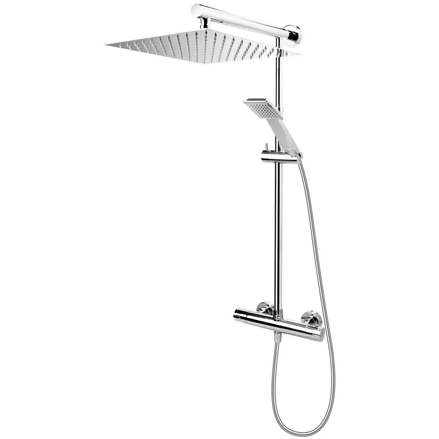 Coloana dus cu baterie monocomanda cu termostat FDesign Anima Square, crom