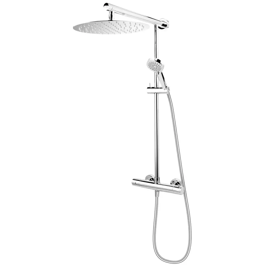 Coloana dus cu baterie monocomanda cu termostat FDesign Anima, crom