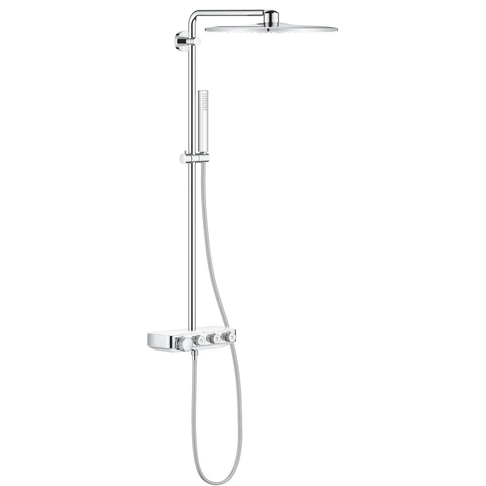 Coloana dus cu baterie si termostat Grohe Euphoria SmartControl 310 Cube Duo, alb/crom