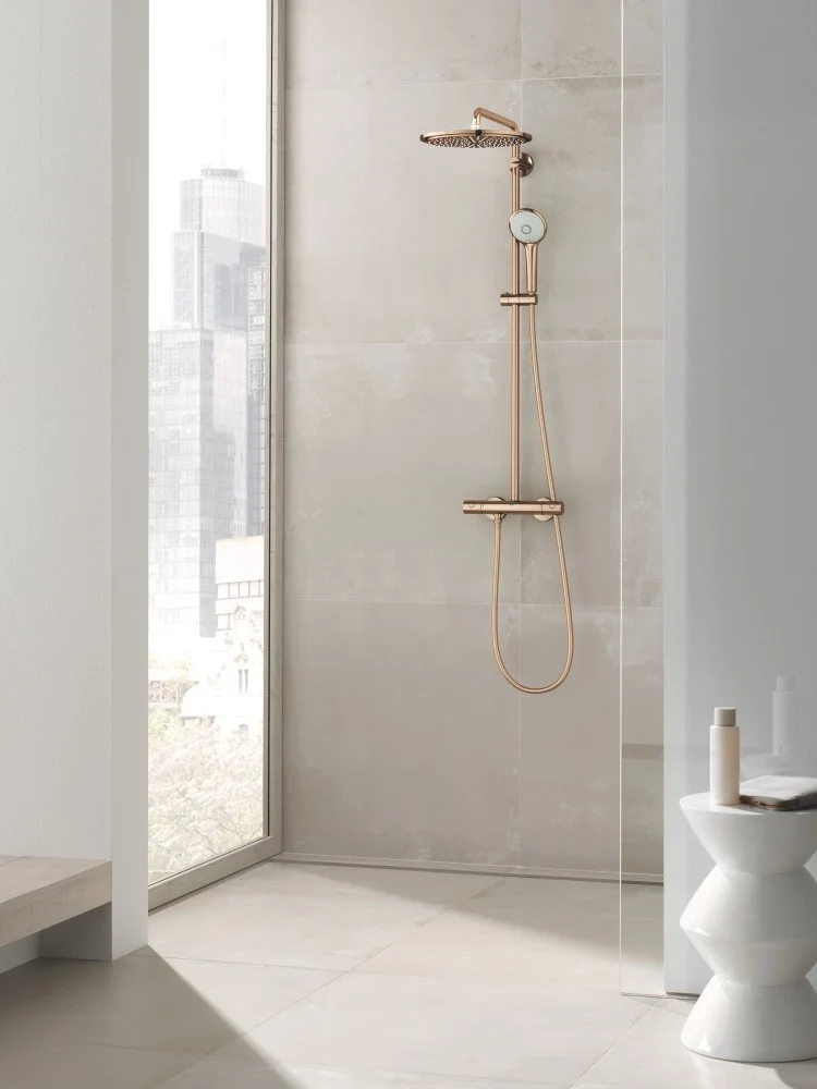 Coloana dus cu baterie si termostat Grohe Euphoria 310, cupru (warm sunset)
