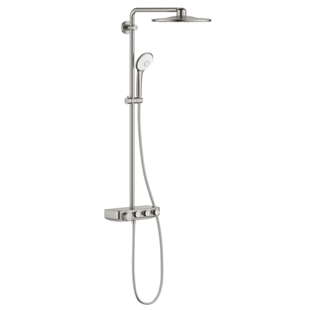 Coloana dus cu baterie si termostat Grohe Euphoria SmartControl 310 Duo, aspect inox (supersteel)
