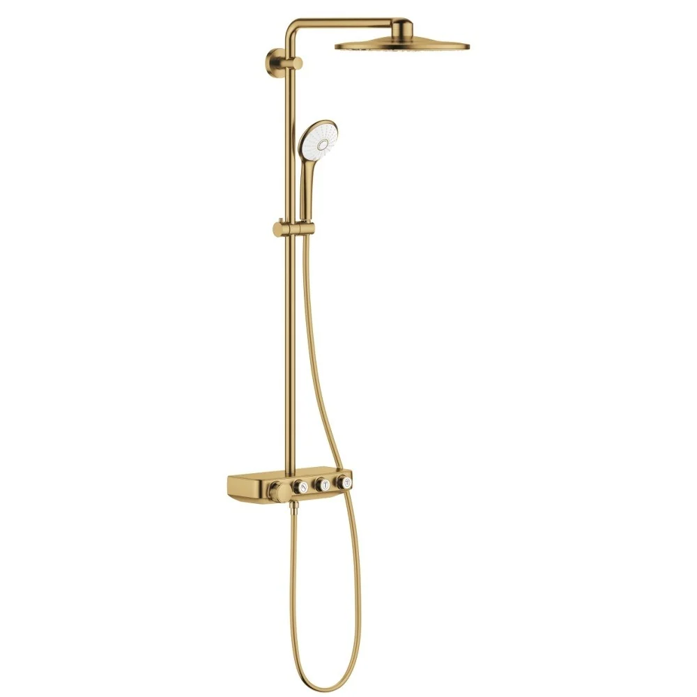 Coloana dus cu baterie si termostat Grohe Euphoria SmartControl 310 Duo, auriu mat (brushed cool sunrise)