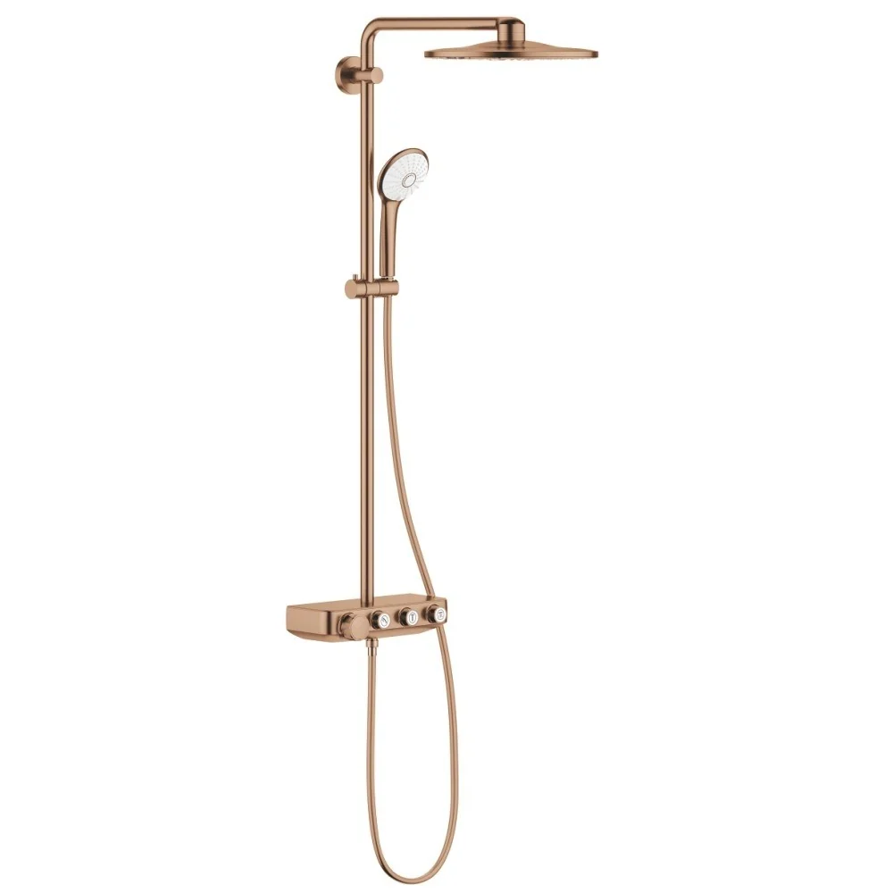 Coloana dus cu baterie si termostat Grohe Euphoria SmartControl 310 Duo, cupru mat (brushed warm sunset)