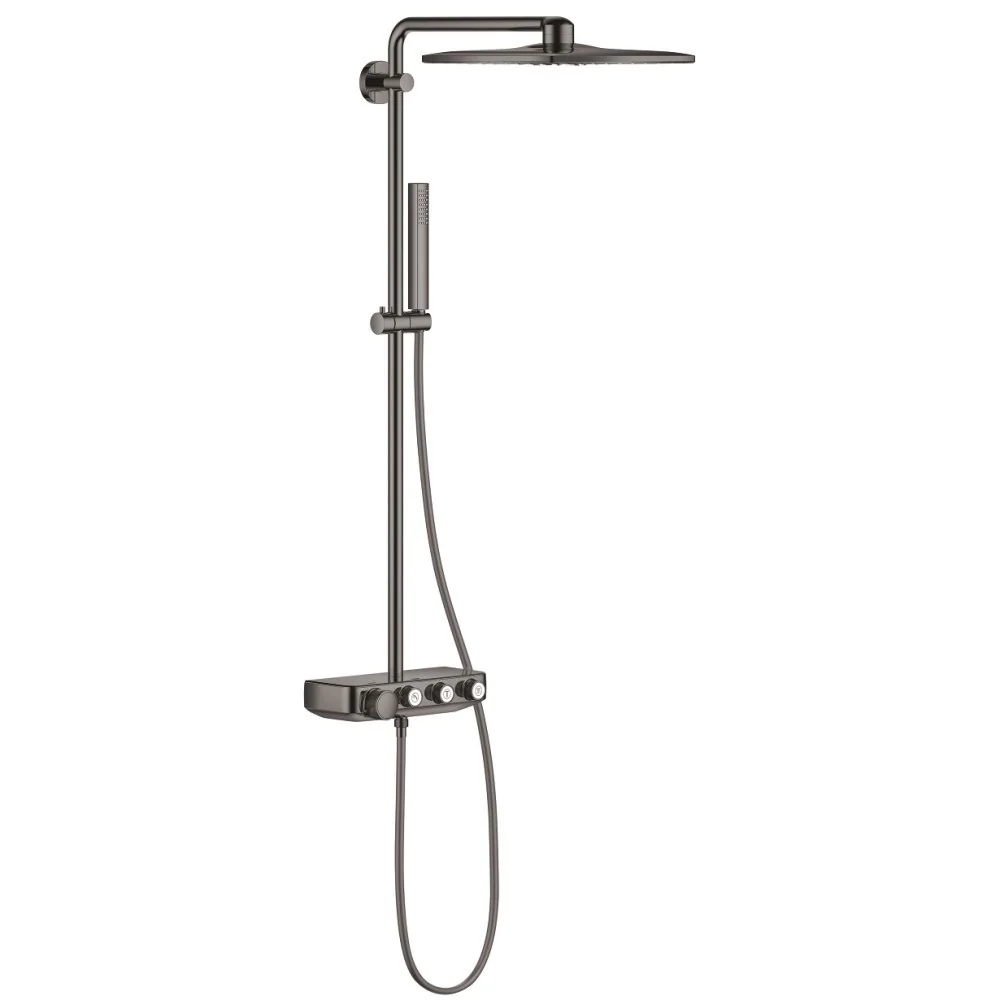 Coloana dus cu baterie si termostat Grohe Euphoria SmartControl 310 Cube Duo, antracit (hard graphite)