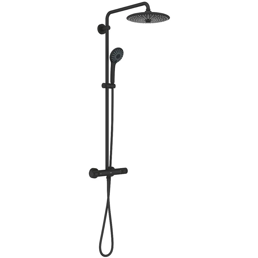 Coloana dus cu baterie si termostat Grohe Euphoria System 260, negru mat (phantom black)