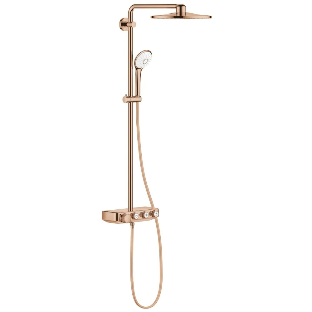 Coloana dus cu baterie si termostat Grohe Euphoria SmartControl 310 Duo, cupru (warm sunset)
