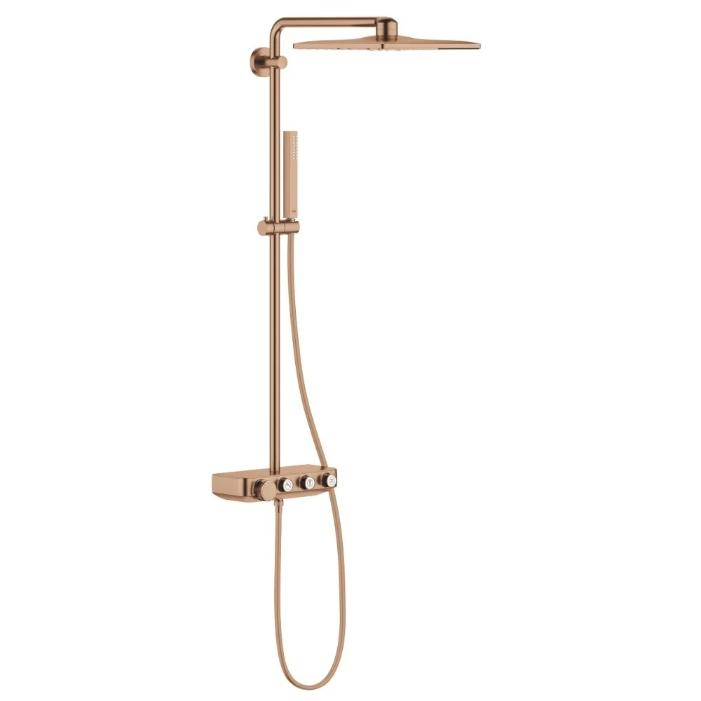 Coloana dus cu baterie si termostat Grohe Euphoria SmartControl 310 Cube Duo, cupru mat (brushed warm sunset)