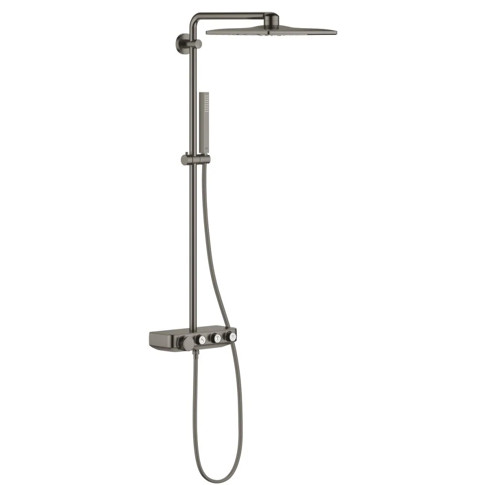 Coloana dus cu baterie si termostat Grohe Euphoria SmartControl 310 Cube Duo, antracit mat (brushed hard graphite)
