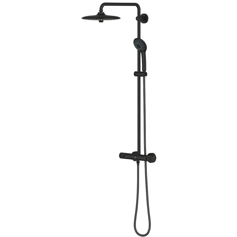 Coloana dus cu baterie si termostat Grohe Euphoria System 260, negru mat (phantom black)