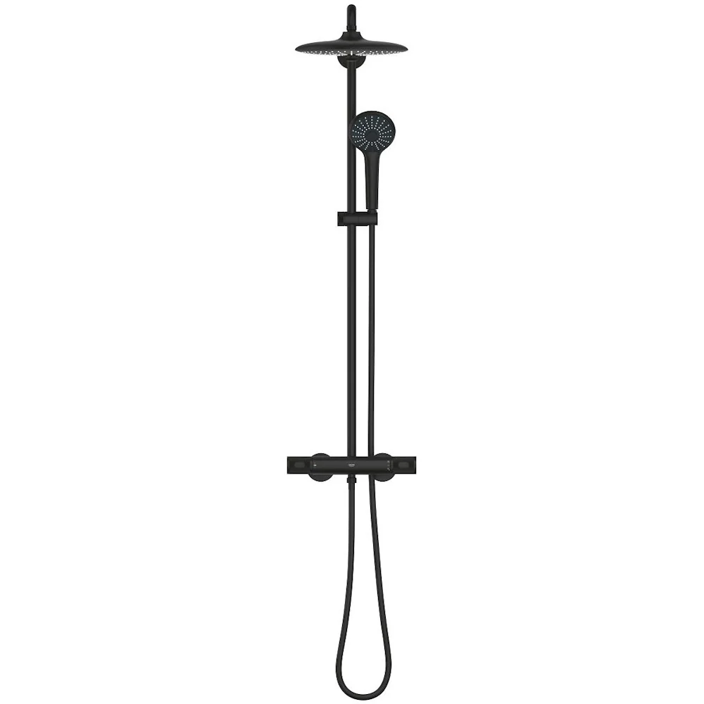 Coloana dus cu baterie si termostat Grohe Euphoria System 260, negru mat (phantom black)