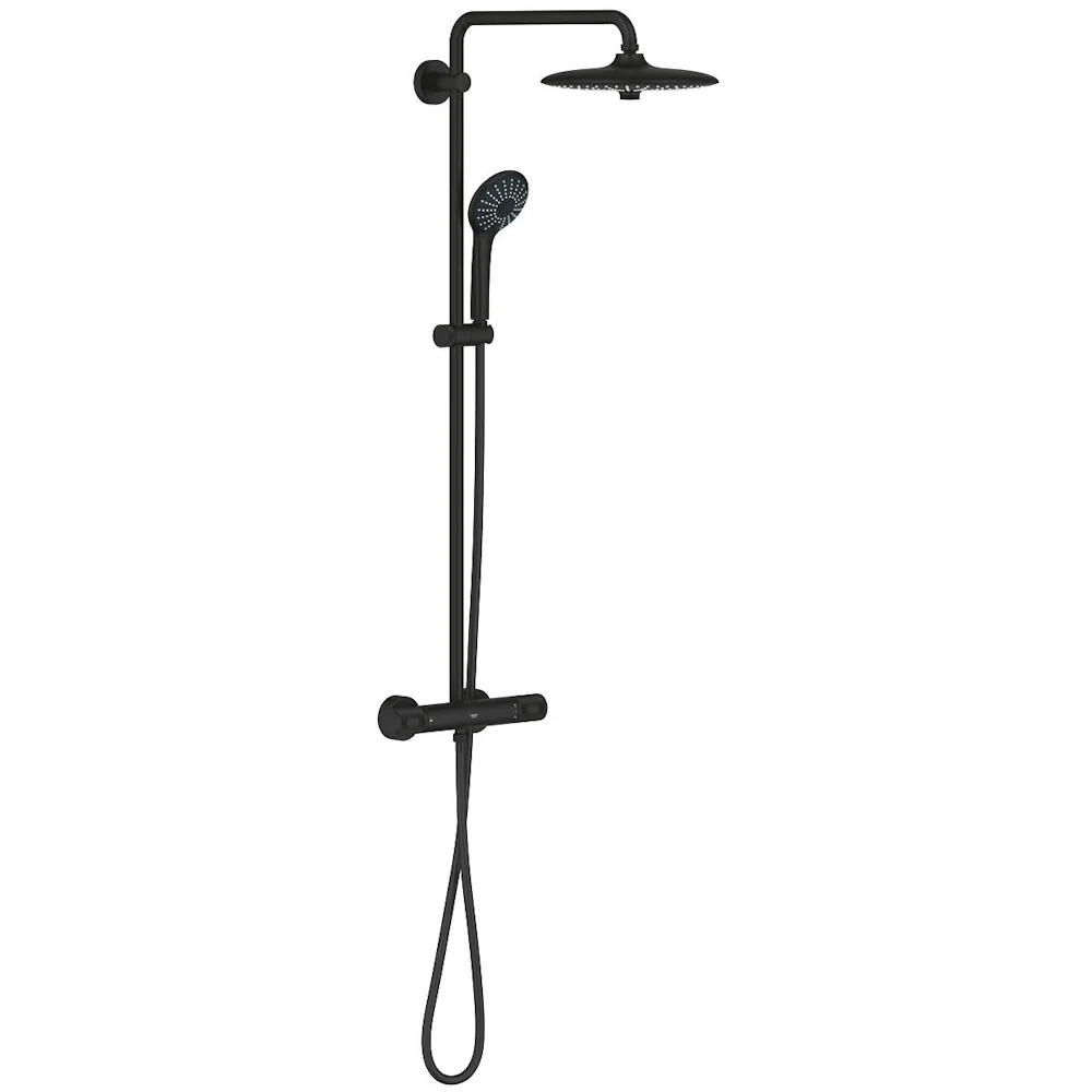 Coloana dus cu baterie si termostat Grohe Euphoria System 260, negru mat (phantom black)
