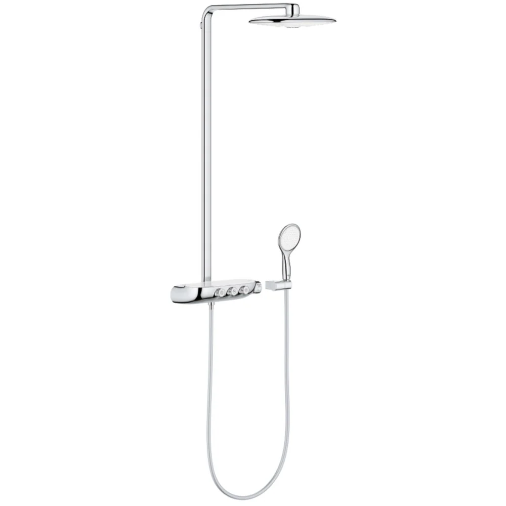 Coloana dus cu baterie si termostat Grohe Rainshower SmartControl 360 Duo, alb/crom