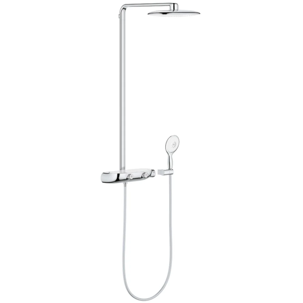 Coloana dus cu baterie si termostat Grohe Rainshower SmartControl 360 Mono, alb/crom
