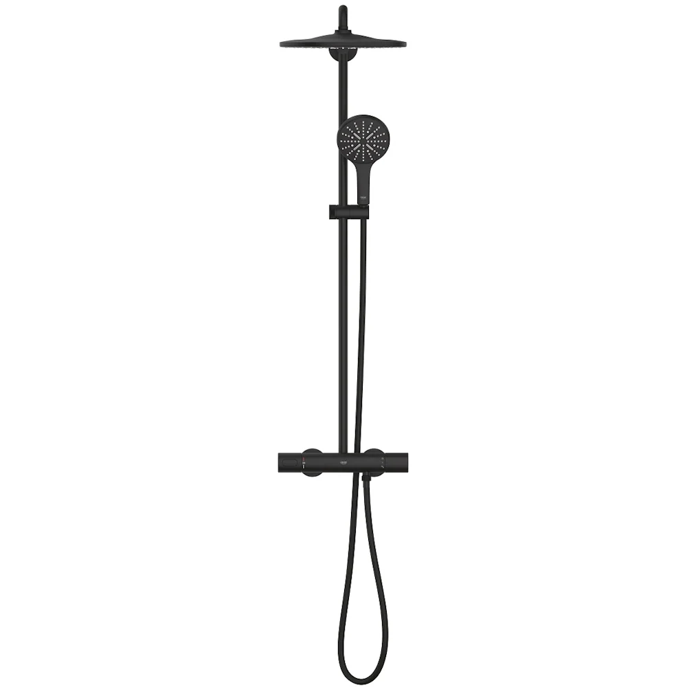 Coloana dus cu baterie si termostat Grohe Rainshower SmartActive 310, negru mat (phantom black)