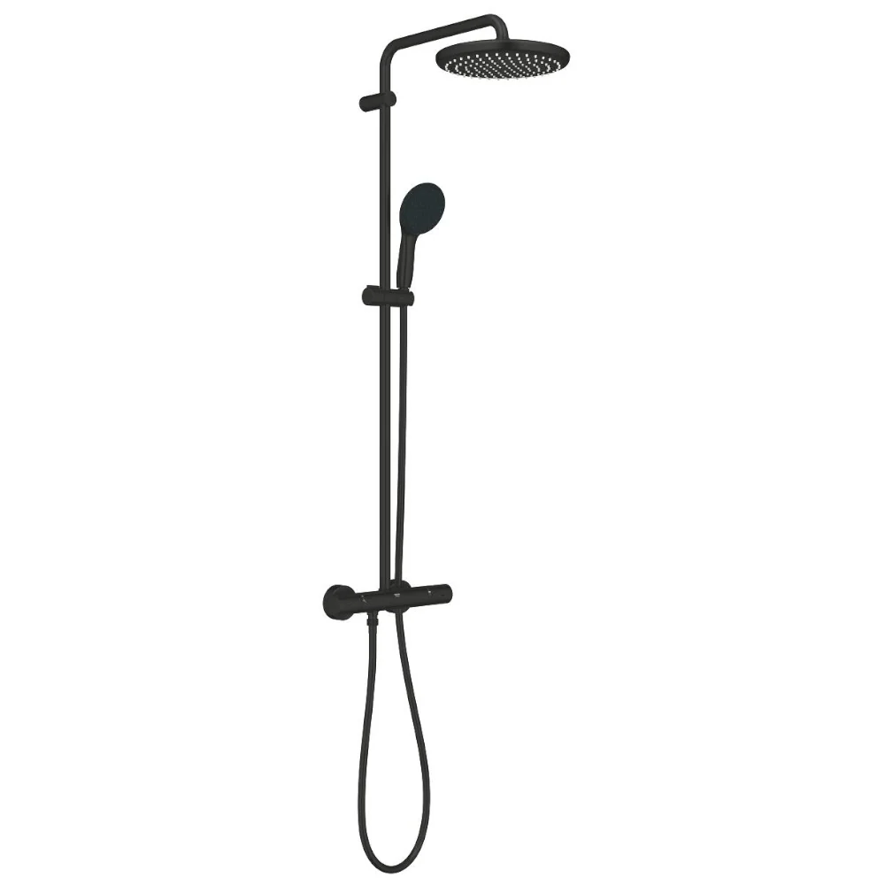 Coloana dus cu baterie si termostat Grohe Tempesta System 250, negru mat