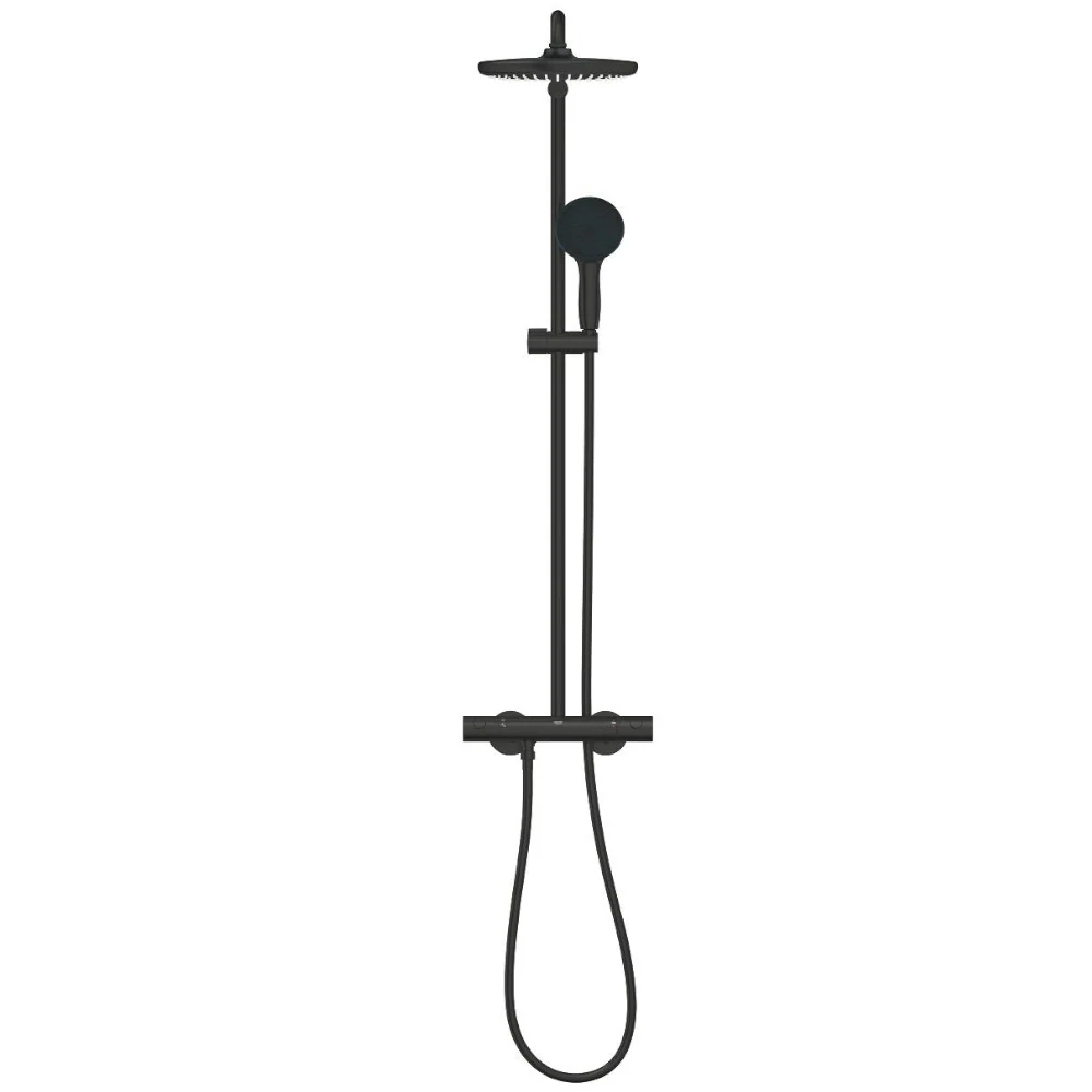 Coloana dus cu baterie si termostat Grohe Tempesta System 250, negru mat
