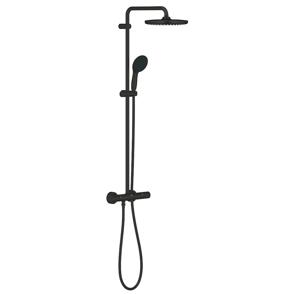 Coloana dus cu baterie si termostat Grohe Tempesta System 250, negru mat
