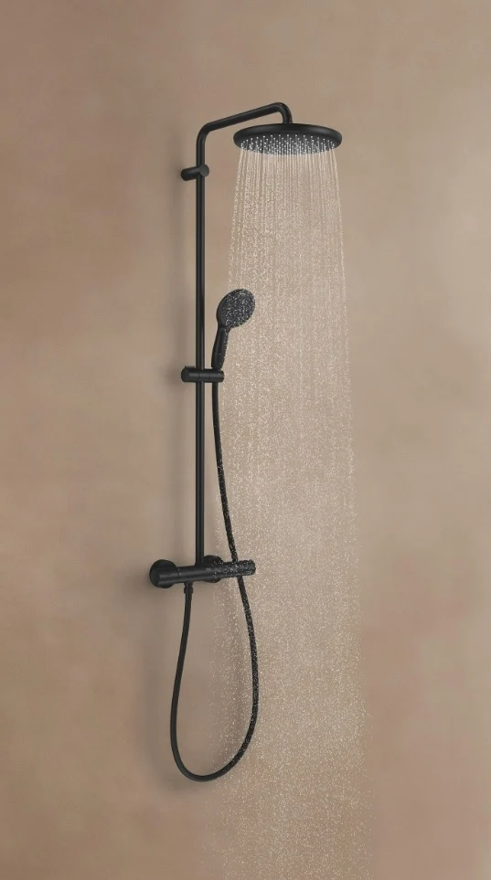 Coloana dus cu baterie si termostat Grohe Tempesta System 250, negru mat