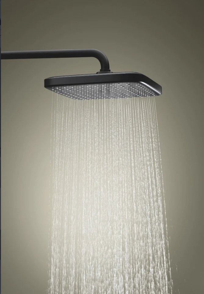 Coloana dus cu baterie si termostat Grohe Tempesta System 250 Cube , negru mat (phantom black)