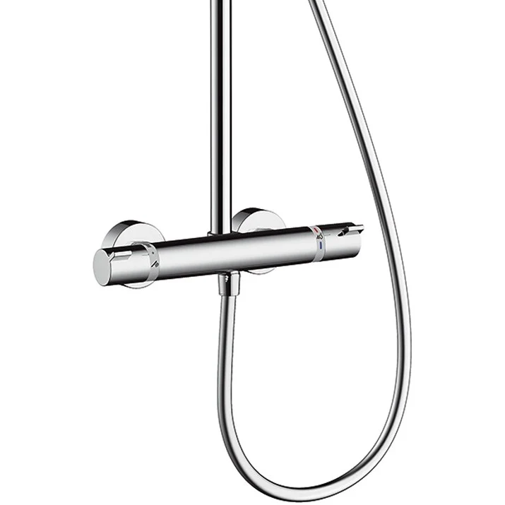 Coloana dus cu baterie si termostat Hansgrohe Croma Select E 180 2jet, H114 cm, alb/crom