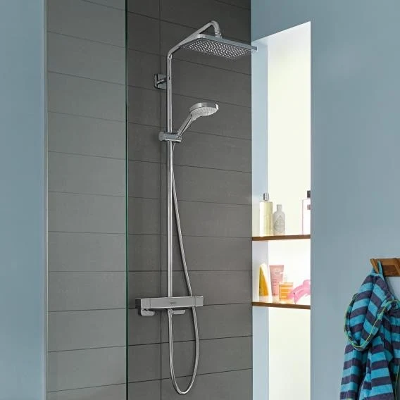 Coloana dus cu baterie si termostat Hansgrohe Croma E280, functie EcoSmart